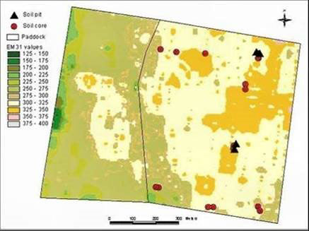 Figure 1. Example of an EM survey taken on a paddock basis at ground level. (Image courtesy of P. Rampant, Department of Primary Industry, Bendigo, Australia).